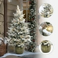 thumbnail image 2 of 4.5Ft Pre-Lit LED Artificial Flocked Pine Tree with Pine Cones and Pot, 2 of 14