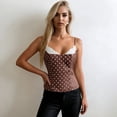 thumbnail image 2 of FUYUDY Women'S Tank Top Summer Sexy Slim Fit Square Collar Backless Vest With Lace Trim And White Polka Pattern Stylish Versatile Female Camisole For Casual Daily Wear,Brown,M, 2 of 5