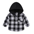 thumbnail image 6 of Scyoekwg Spring Fall Jaclets for Toddler Baby Girls Boys Plaid Jackets Casual Long Sleeve Button Hooded Coat Jacket (Black,10-11 Years), 6 of 8