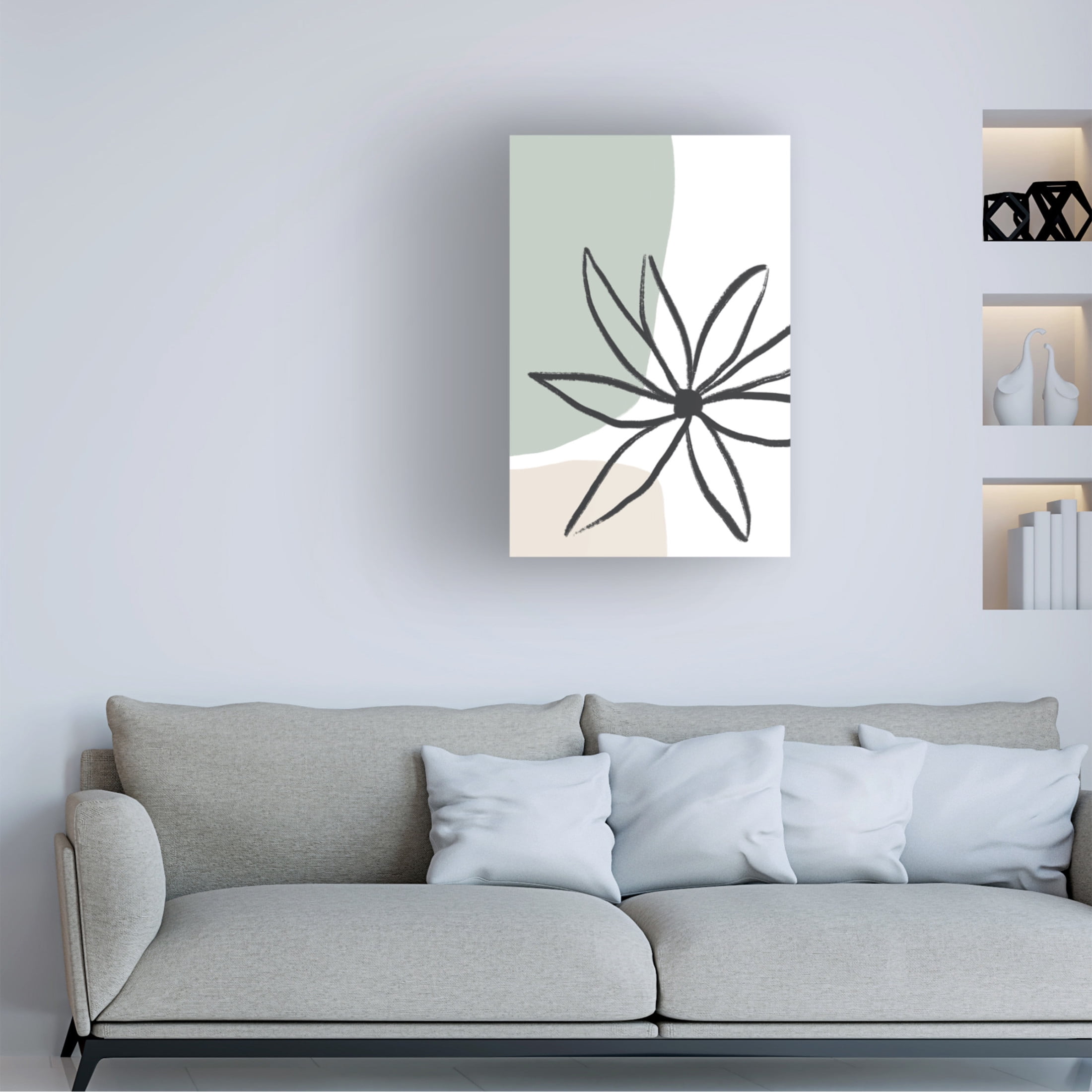 Trademark Fine Art uplusmestudio Flower Mint And Cream Canvas Wall Art