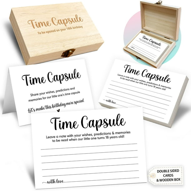 Time Capsule Box Crocothemis para el primer cumpleaños con tarjeta de 50 deseos