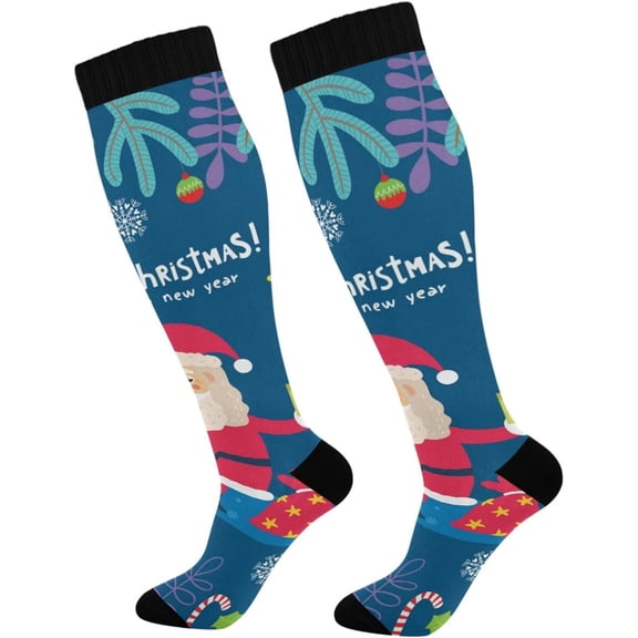 GZHJMY Christmas Compression Socks, Women Men Long Stocking (20-30mmHg), Travel Knee High Stockings for Athletic Sports,Running,Cycling,Nursing