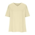 thumbnail image 6 of Otntypg Womens Oversized Tshirts Trendy Solid Color Summer V Neck Tee Shirts Half Sleeve Loose Fit T Shirt Cotton Tunic Tops Khaki S, 6 of 7