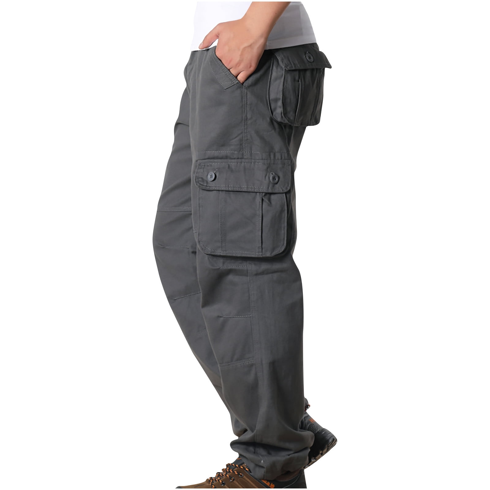 SMihono Men's Cargo Pants Fashion Casual Slim Multi Pocket Straight Pants Outdoor Assault Pants Sports Pants Rugged Stretch Jogger Utility Sweatpants Summer Autumn 2024 Trendy Pants Gray 6
