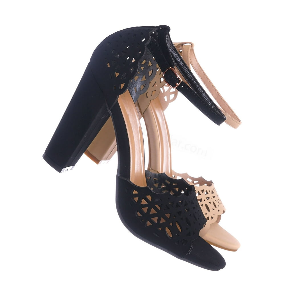 bamboo block heel sandals