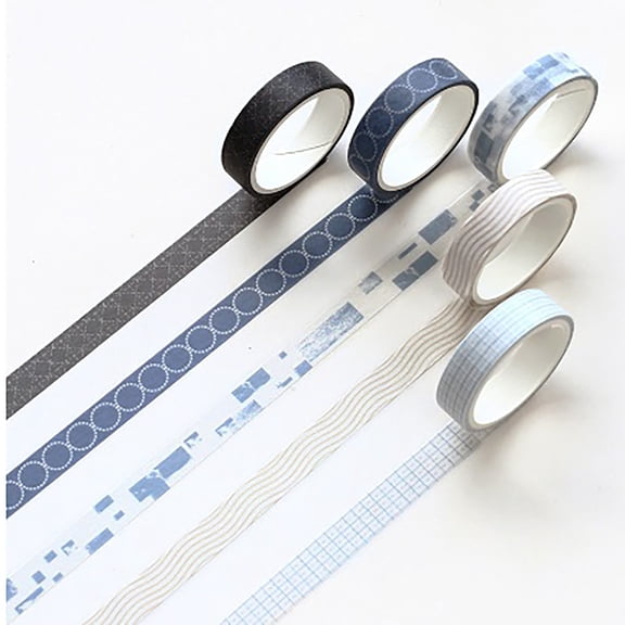 Clearance Office&Craft&Stationery under $5,5Pcs/pack Solid Color Rippable Tape Practical Decoration DIY Paper Washi Tape