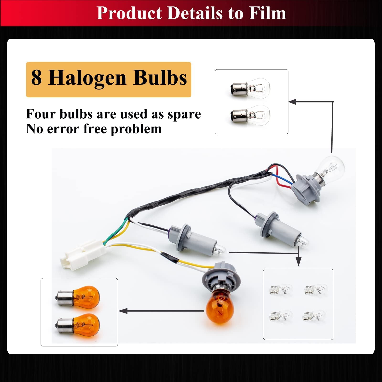 HOPUT 92450-3Q000 92450 3q000 Tail Lamp Holder and Wiring with 8 Halogen Bulbs, Compatible with Hyundai Sonata 2011 2012 2013 2014, Exterior, Rear (Pack of 1)