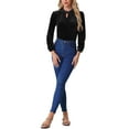 thumbnail image 2 of INSPIRE CHIC Velvet Top for Women's Stand Collar Long Sleeve Elegant Casual Blouse L Black, 2 of 5