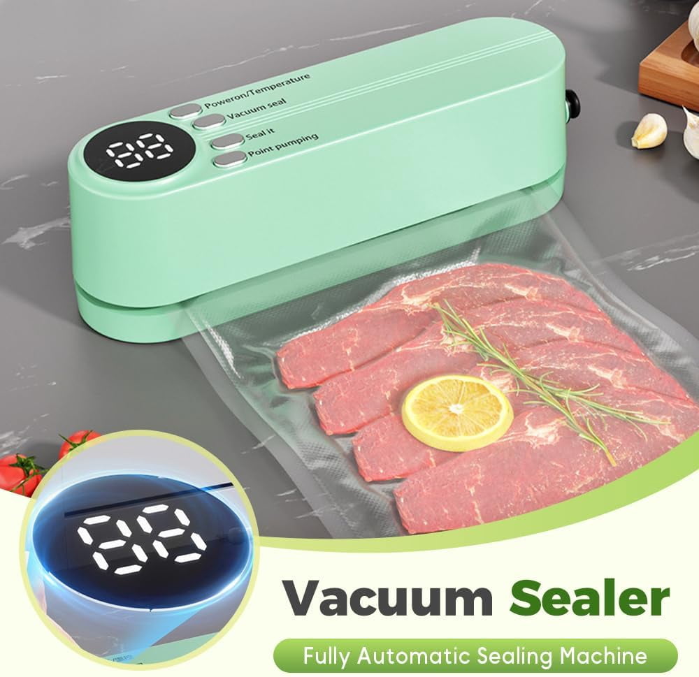 Mini Wireless Vacuum Sealer, 2025 New 3-in-1 Cordless Mini Vacuum Sealer for Food, Portable Handheld Vacuum Food Preservation Packaging and Laminating Machine for Dry Moist Food Storage (White)