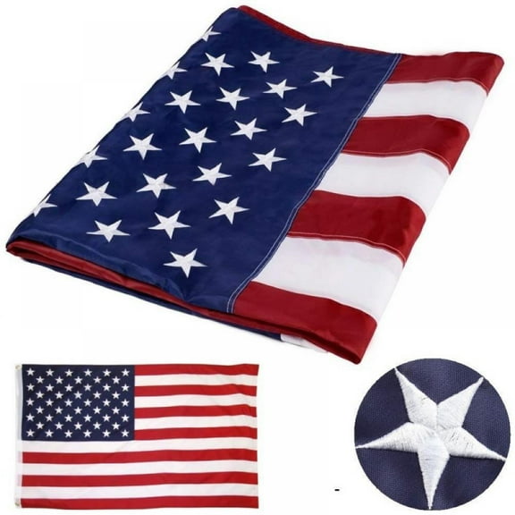 3x4 feet American Flag | Embroidered 210D - Embroidered Stars, Sewn Stripes, Brass Grommets, Indoor/Outdoor, Vibrant Colors, Quality Polyester, US USA Flag