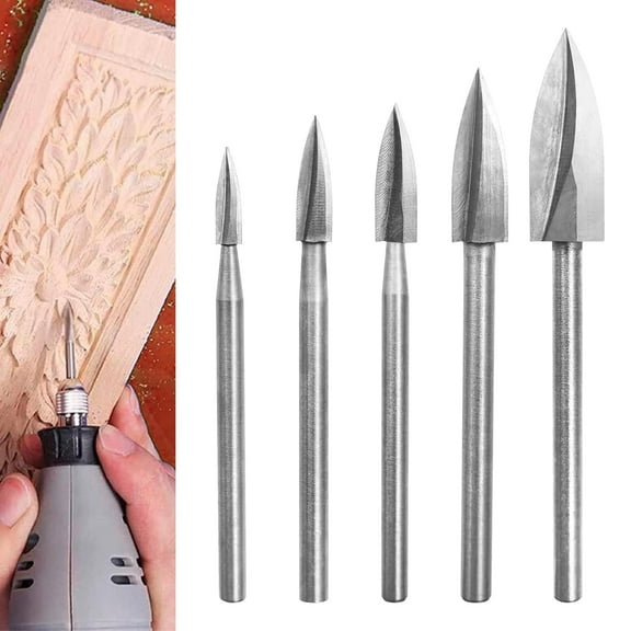 Wood Carving Drill Bits Set for Most Rotary Tool 5pcs Engraving Drill Accessories Bit for DIY Crafts
