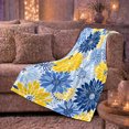 thumbnail image 6 of Blue Yellow Chrysanthemum Floral Pattern Botanical, Festive Botanical Garden Scene, Warm Flannel Blanket for Sunroom and Reading Nook, Garden Lovers Housewarming Gift, Botanical Home Decor, 6 of 9