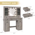 thumbnail image 2 of FANRAL 43.7" Vanity Desk with 10 Mirror Lights & Under-Table RGB,Charging Station & Hair Dryer Holder,Multi-Storage Dressing Table for Bedroom Bathroom,Gray Vanity, 2 of 7