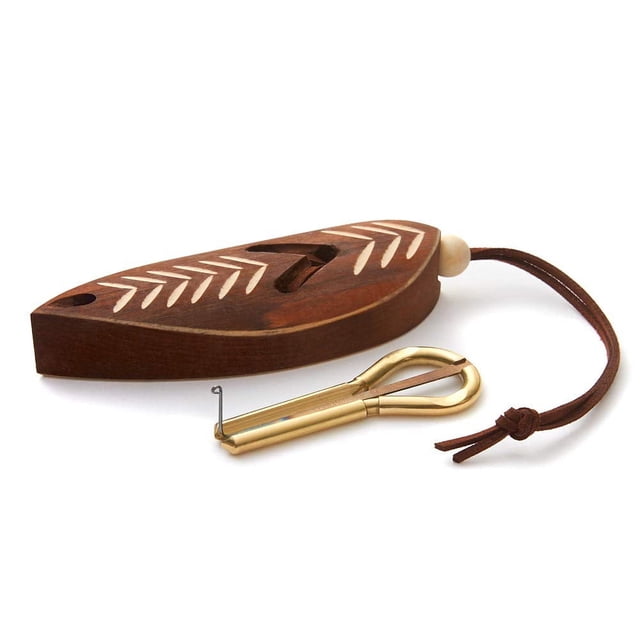 Arpa de mandíbula de MUARO P.Potkin en estuche de madera oscura (Arpa de boca)