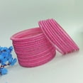 thumbnail image 2 of Efulgenz Pink Wedding Bangles Set Plain Textured Glass Bangles Bollywood Bracelets Bridal Bangle Indian Bangle Set Fashion Jewelry Accessories for Women (24 Pcs) Size 2.6, 2 of 7