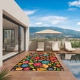 thumbnail image 3 of Boho Flower Outdoor Rug for Patio/Deck/Porch, Non-Slip Large Area Rug 5 x 8 Ft, Red Blue Yellow Colorful Mexico Tribal Indoor Outdoor Rugs Washable Area Rugs, Reversible Camping Rug Carpet Runner, 3 of 8