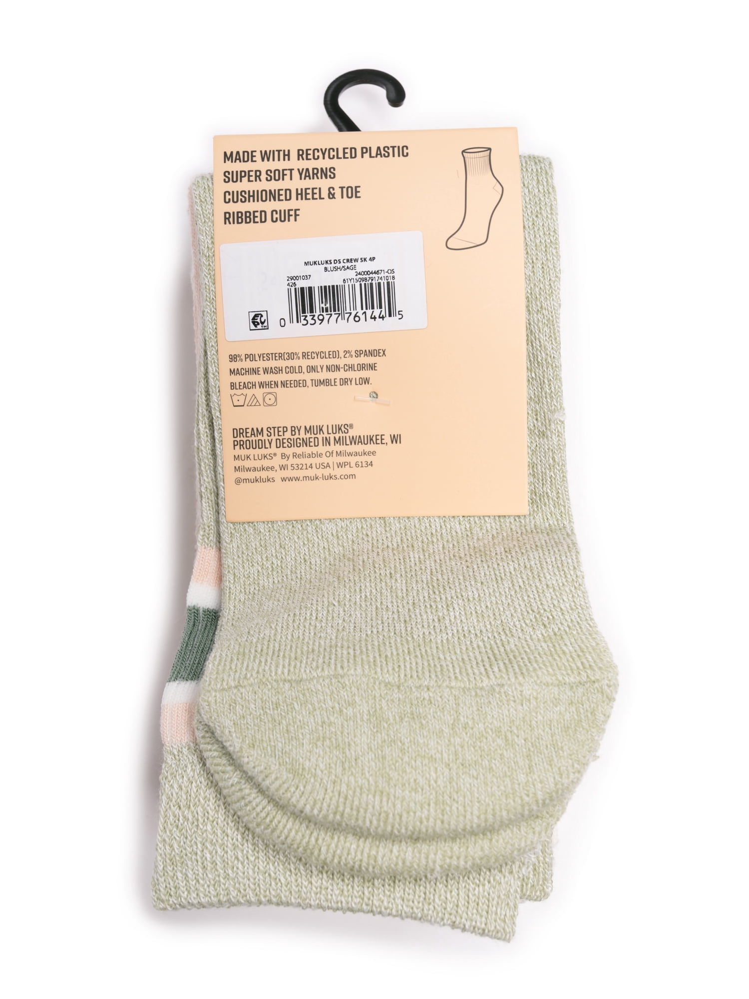 MUK LUKS Women's Dream Step Crew Socks, 4-Pack, OSFM