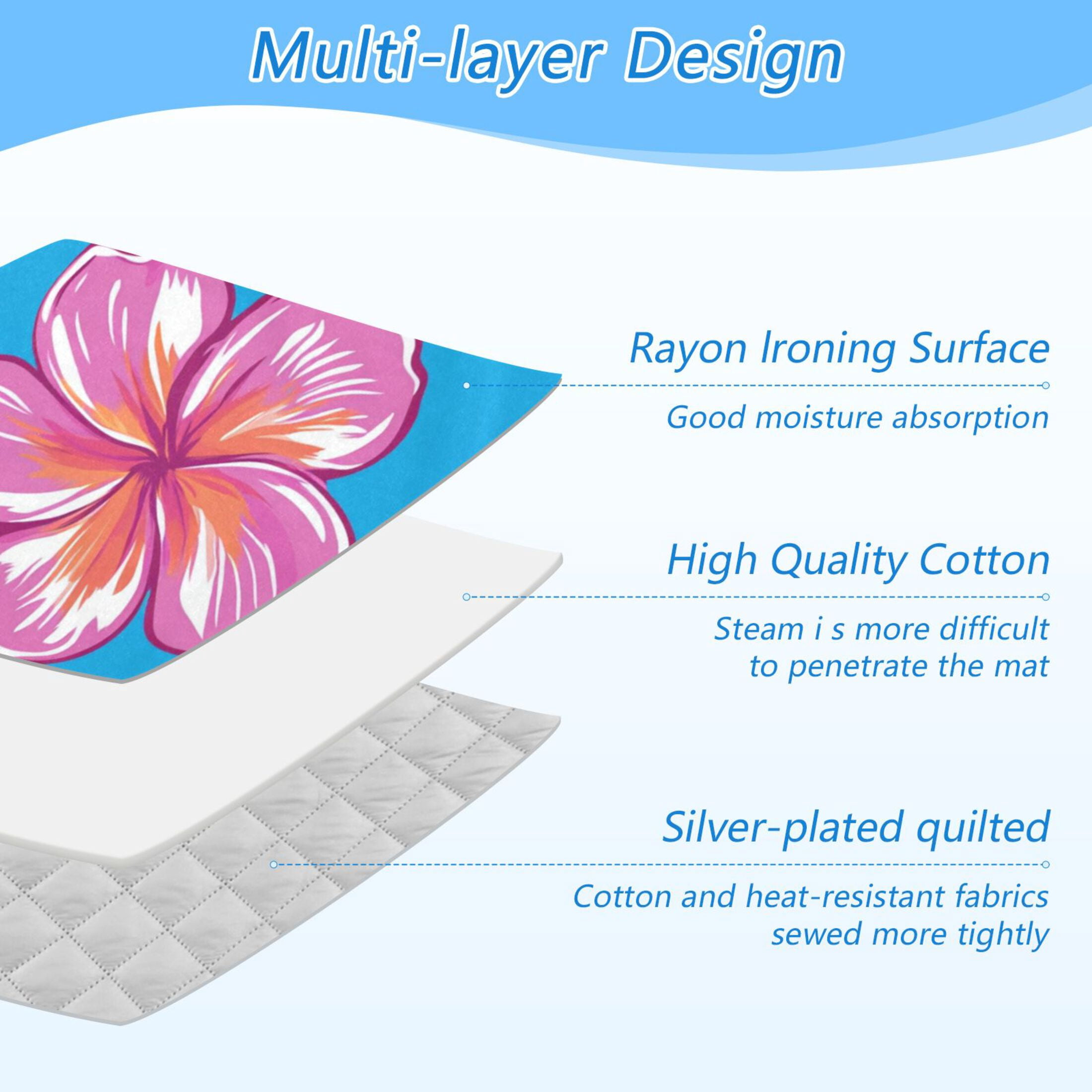 Hawaiian Flowers Bright Color Ironing Mat Blanket Portable Travel Ironing Pad Heat Resistant Pad 47.2" x 27.6”