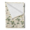 thumbnail image 2 of Coconut Soft Flannel Fleece Blanket, Island Pattern with Sailboat Summer Sun Clouds Palm Trees Beach Landscape, Cozy Plush for Indoor and Outdoor Use, 50" x 60", Hunter Green Beige, by Ambesonne, 2 of 5