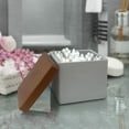 thumbnail image 3 of nu steel nu steel Concrete, made of cement Bathroom Vanity Countertop Storage Organizer Canister Jar for Cotton Swabs, Rounds, Balls, Makeup Sponges, Bath Salts, Grey Stone/brown CON1H, 3 of 6
