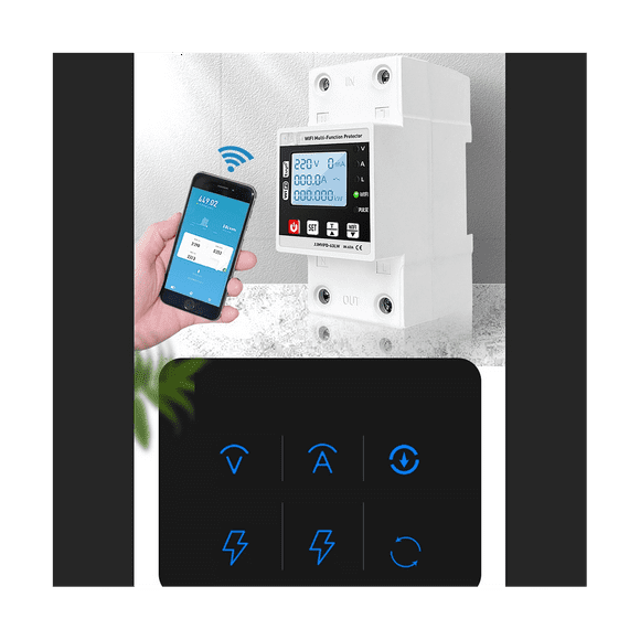 63A TUYA WiFi Smart Earth Leakage Over Under Voltage Protector Relay Circuit Breaker Timer Energy Powers KWh Meter