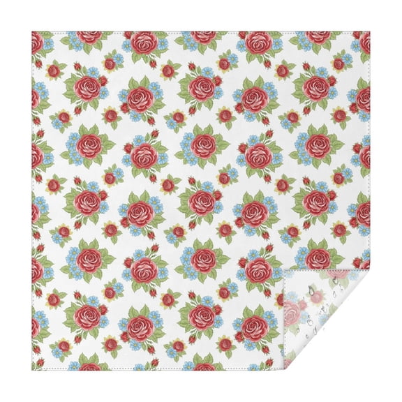 Pioneer Flower Floral Print Pattern Square Tablecloth, Waterproof Wipeable Spillproof Washable Table Cover for Home Kitchen Party Decor, 42"x42"
