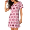 thumbnail image 2 of Pofeuu Pig Nose Print Women's Loose Fit Short Sleeve Nightgown, Comfortable Sleep Dress for Women, Casual Lounge Sleepwear, Soft Cotton Sleep Dress, 2 of 6