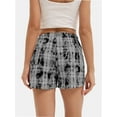 thumbnail image 2 of Womens Low Waisted Plaid Print Pajama Lounge Pants Elastic Cute Button Shorts, 2 of 6