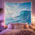 thumbnail image 2 of Curling Turquoise Wave Under Wispy Clouds, Energetic Coastal Style for Ocean Lovers, Surf Wall Decor, Housewarming Gift, Tapestry Wall Hanging for Bedroom and Living Room, 2 of 7