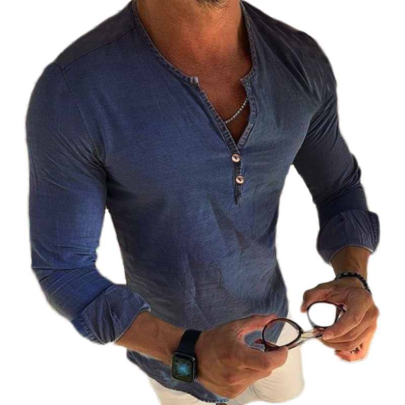 Download Incerun - Men's Long Sleeve Denim Casual T Shirts V Neck ...