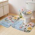 thumbnail image 4 of Retro Pink Rose Bathroom Rugs Set Yellow Flower Leaf Blue Board Pastoral Non Slip Absorbent Soft Bath Mats 3 Piece Set with Bathroom Rug, U-Shaped Floor Mat, Toilet Seat Cover Small Size, 4 of 9