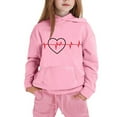 thumbnail image 5 of Auroural Children's Clothing Long Sleeve Kids Set 2 Piece Sets for Girls Size 7/8 Children's Heart-shaped Print Long Hooded Sweatshirt And Leg Tied Sweatpants Casual Sports Two-piece Set, 5 of 5