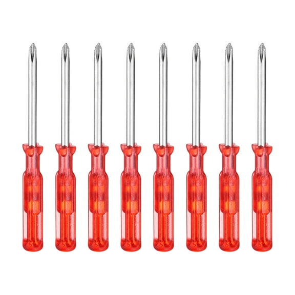 Uxcell 8pcs PH00 Mini Phillips Screwdriver #00 2.4" Length Screwdrivers 1.3" Carbon Steel with Ergonomic Handle for DIY Repairing, Red