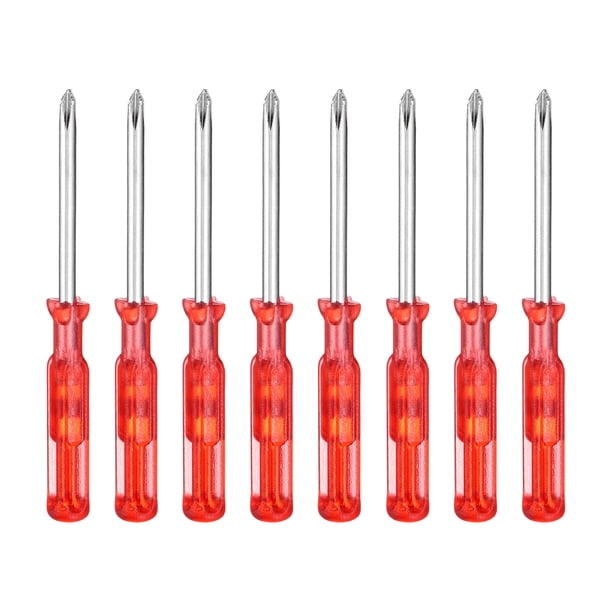 Destornillador Phillips Mini PH00 de 8 piezas Uxcell de 2.4" de longitud con mango ergonómico de acero al carbono de 1.3" para reparaciones de bricolaje, rojo