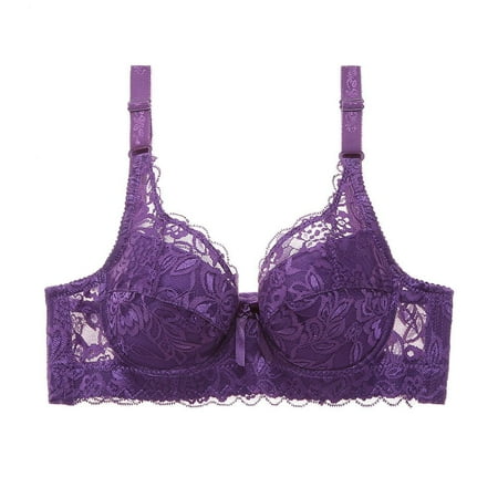 

C D Cup Brassiere Push Up Lingerie Underwire Bras Lace Bra Underwear Bralette PURPLE 85C