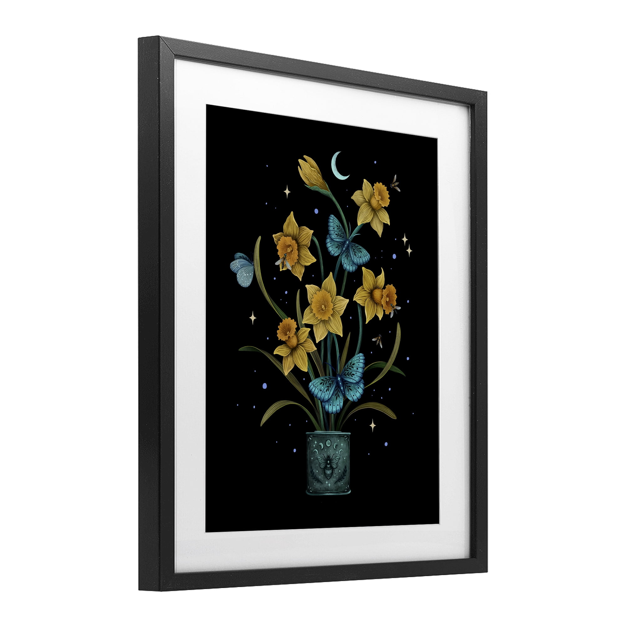Stupell Industries Mystical March Daffodils Black Framed Print Under Glass, design by Episodic Drawings
