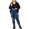 thumbnail image 2 of FAB CURVES Plus Size Mesh Jackets for Women Holographic Long Sleeve Zip Up Clubwear Party Jacket 1X Blue Purple, 2 of 5