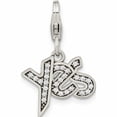 thumbnail image 1 of Sterling Silver Amore La Vita Rhodium-Pl Antiqued Polished Cz Yes Charm (23.95 X 12.85) Made In China -Jewelry By Sweet Pea, 1 of 8