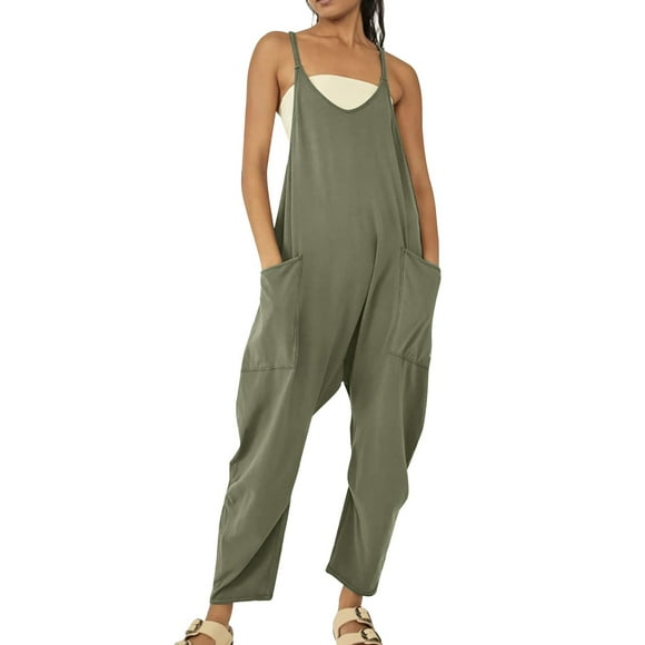 Womens Casual Summer Jumpsuit Sleeveless Loose Solid Color Comfortable Strap Loose Jumpsuit Pocket Jumpsuit For Women Jumpsuits for Women Casual Summer Maternity Overalls Womens Sleep Jumpsuit Wedding