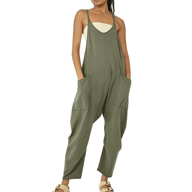 GZWYHT Jumpsuits for Women Overalls for Women Womens Casual Summer Jumpsuit Comfortable Strap Loose Jumpsuit Jumpsuit For Women Rompers for Women Womens Rompers for Summer GN2 XXL