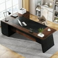 thumbnail image 4 of Tribesigns 78-Inch L-Shaped Executive Desk, Large Office Desk with Drawers and Lateral File Cabinet, Modern Computer Desk for Home Office, Walnut & Black, 4 of 7