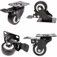 thumbnail image 1 of 4 Roues Pivotantes avec Frein 50mm Roues en Caoutchouc pour Meubles Capacité 400kg, Plancher Robuste Sans Trace - Roue Chariot en Caoutchouc, Noir, 1 of 5