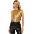 thumbnail image 1 of Camiseta Sin Mangas Con Chaleco Brillante Metálico Brillante Sin Mangas Para Fiesta Y Club Para Mujer Púrpura1 M, 1 of 4