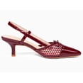 thumbnail image 3 of Women  Bow Tie Slingback Pumps Pointed Toe Kitten Low Heel Patchwork Dress Heeled Sandals, 3 of 4