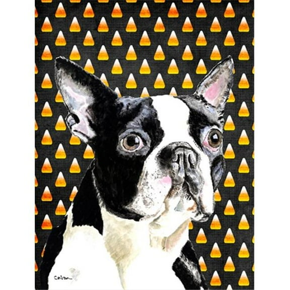 Boston Terrier Candy Corn Halloween Portrait Flag Canvas House Size