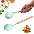 thumbnail image 1 of Cucharas para cocinar, cuchara de cocina de silicona, juego de utensilios de cocina de madera, juego de utensilios de cocina antiadherentes, 480f resistente al calor de goma antiad, 1 of 5