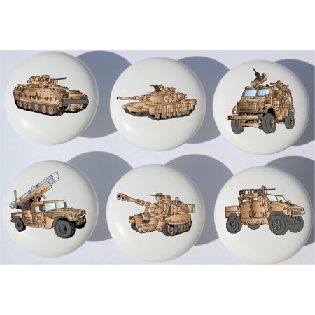 Desert Tan Armored Trucks And Tanks Drawer Pulls Ceramic Drawer