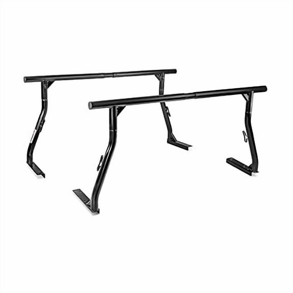 AA-Racks 800Ibs Capacity Extendable Steel Pick-Up Truck Ladder Rack Two-bar Set Great for Constructional Use - Matte Black (USPTO Patent Pending)