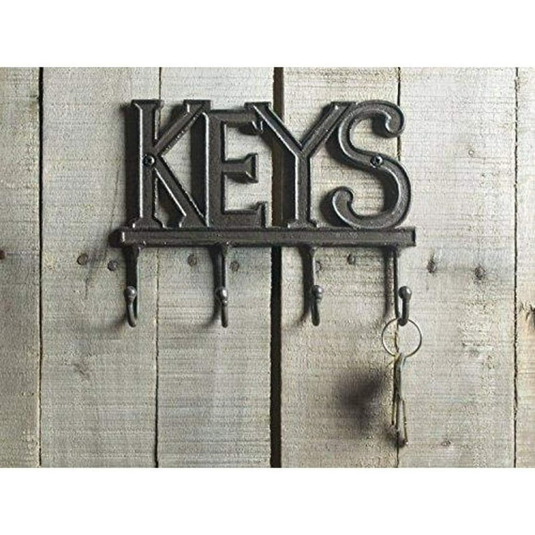 Comfify Wall Mounted Rustic Western Cast Iron Decorative Key Organizer Holder Rack with Screws Anchors and 4 Hooks 6x8 inches Walmart