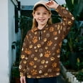 thumbnail image 2 of Uorisanigo Girls Half Zip Collar Sweatshirts Oversized Long Sleeve Workout Shirts Soft School Brown Dog Paw Print Quarter Zipper Cropped Sweatshirt Fit Vacation Shopping Exercise Wear, 2 of 7